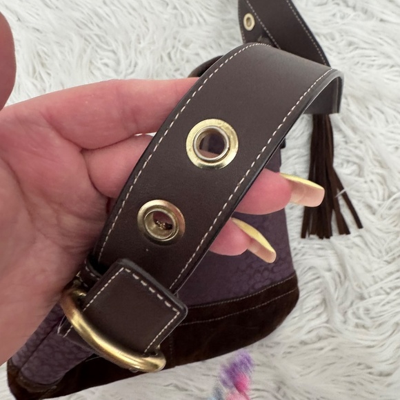 💜 Y2K Vintage Coach Purple Signature Jacquard Crossbody F10417 💜 - Picture 8 of 9